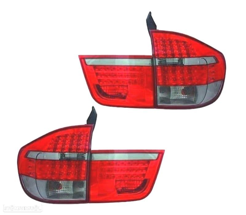 FAROLINS TRASEIROS BMW X5 E70 07-10 LED VERMELHO CINZA - 1