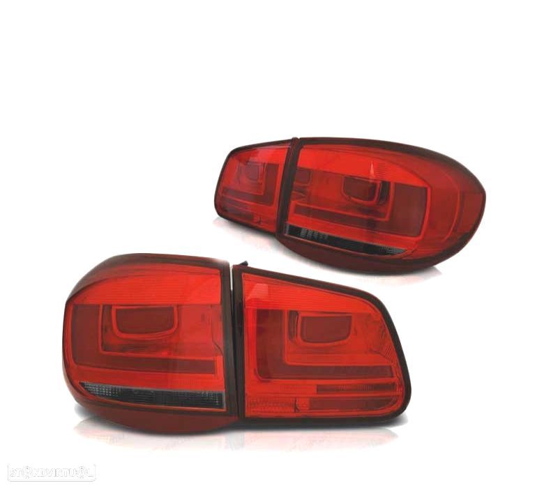 FAROLINS TRASEIROS LED PARA VOLKSWAGEN VW TIGUAN 07-11 VERMELHO FUMADO - 2