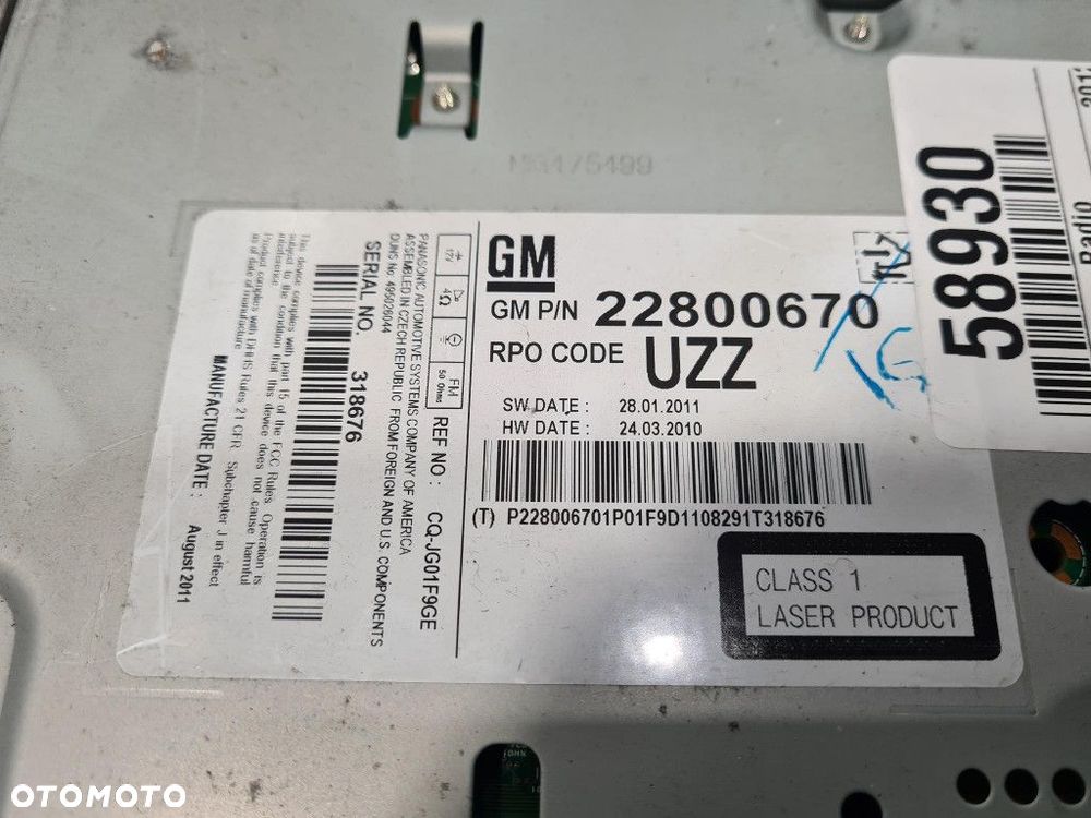 OPEL ASTRA J RADIO 22800670 - 12
