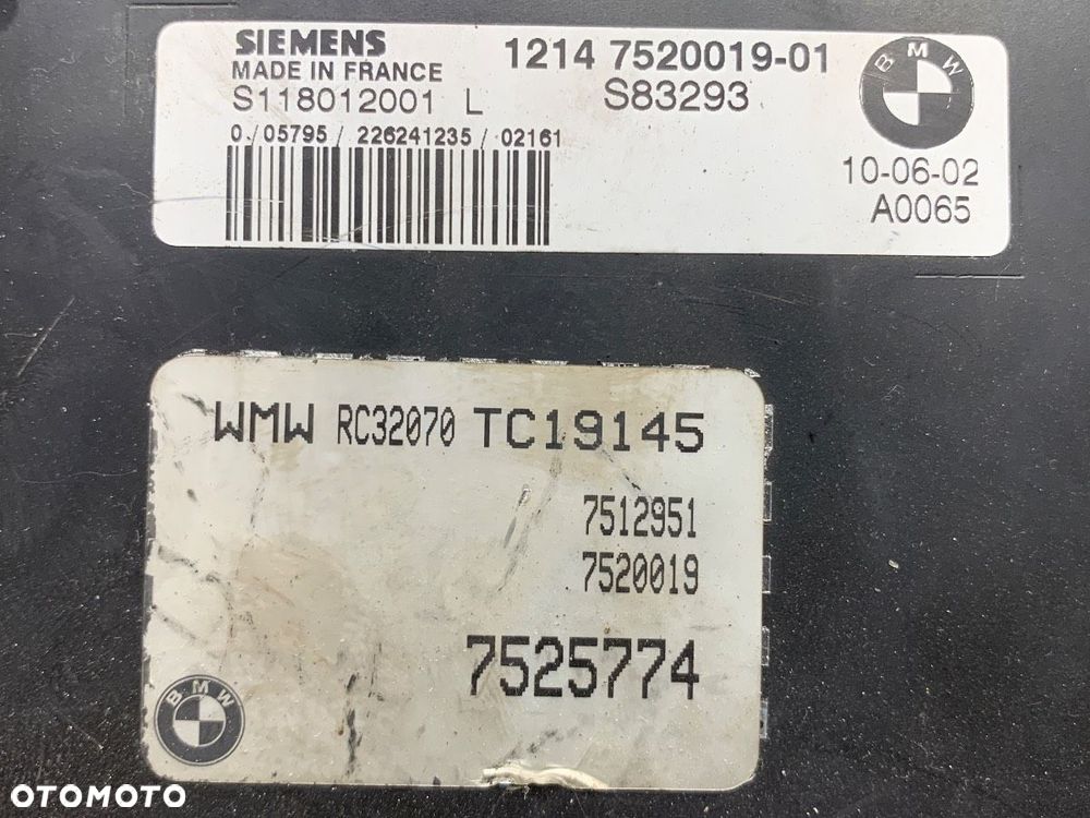 KOMPUTER SILNIKA  MINI MINI (R50, R53) 2001 - 2006 Cooper 85 kW [116 KM] benzyna 2001 - 2006 7525774 - 4