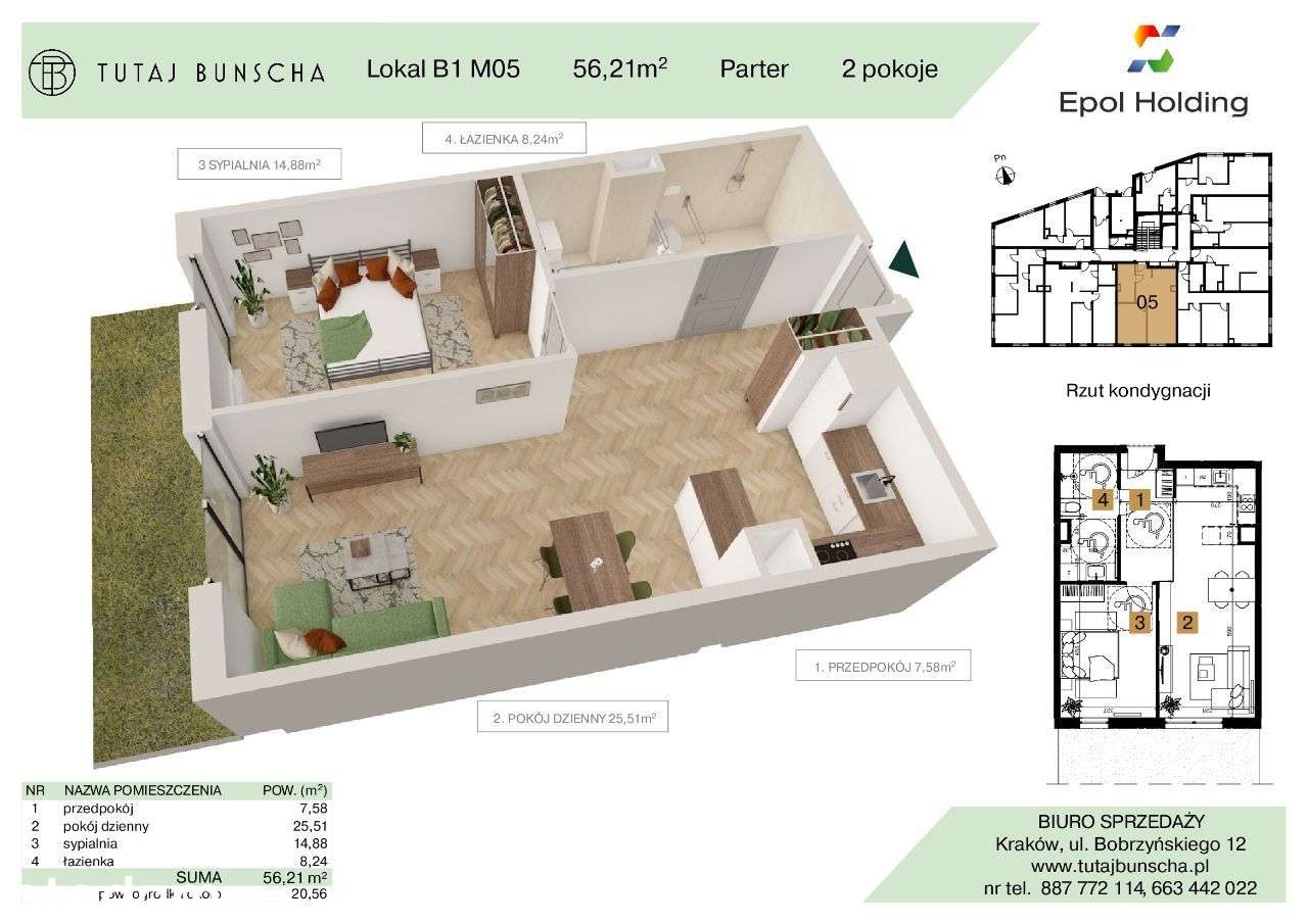 2-pokojowe mieszkanie 56 m2 + ogródek 20 m2 Bezpośrednio