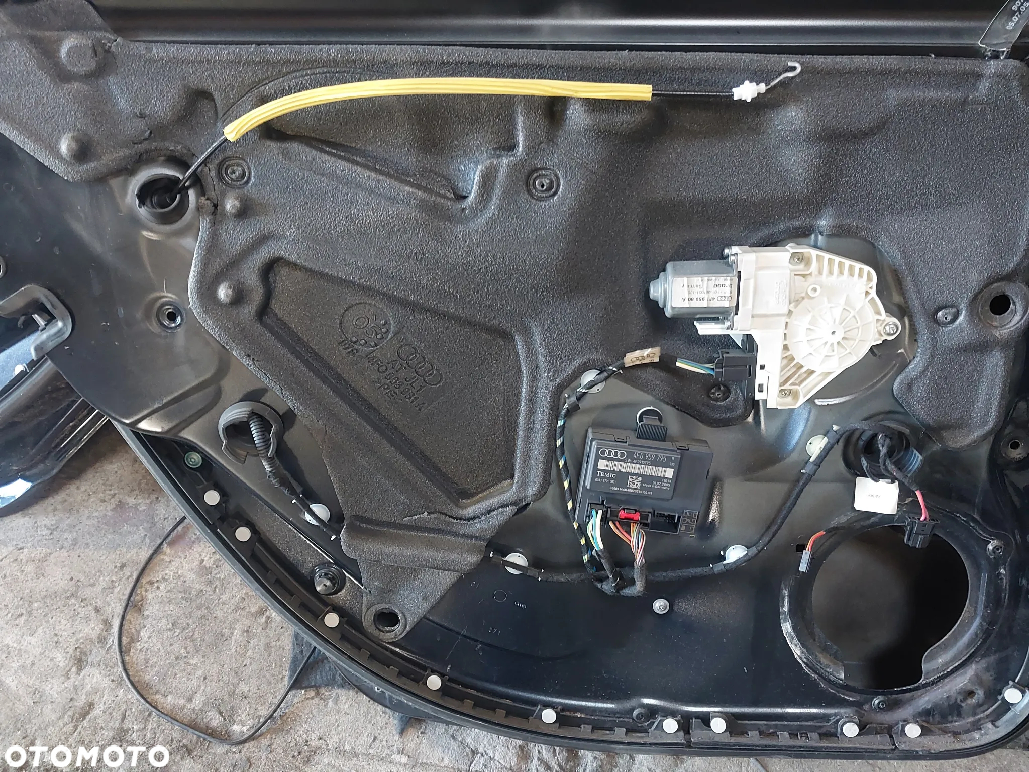 Drzwi prawy lewy tył tylne prawe lewe Audi A6 C6 Kombi Avant S-line LZ5D mechanizm podnoszenia szyby silniczek 4F0959802A sterownik 4F0959794 4F0959795 szyba przyciemniona zamek - 8