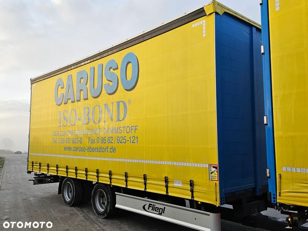 Fliegl PRZYCZEPA CIĘŻAROWA / 60m3 / 2 SZT IDENTYCZNE / NOWE PLANDEKI W CENIE / 3M WYSOKA / TANDEM / 2 OSIE / 19 PALET / DOLNY SPRZĘG / 18 TON DMC / 13 TON ŁADOWNOŚĆ - 1