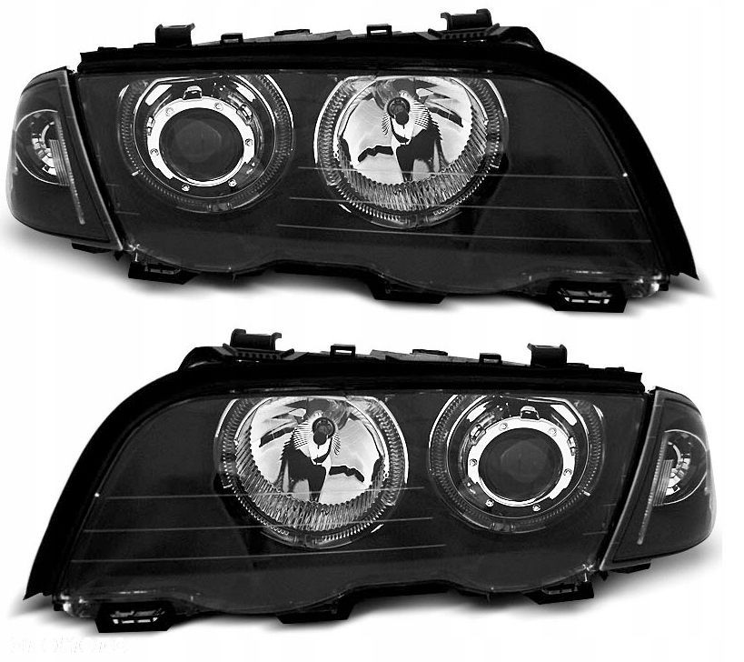 Reflektory Lampy kpl Diody Soczewka Clear Black Czarne Bmw 3 E46 1998-2001 - 1