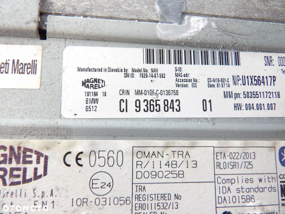 BMW - F10,F20,F30 - RADIOODTWARZACZ - CD - 9365843 - 2