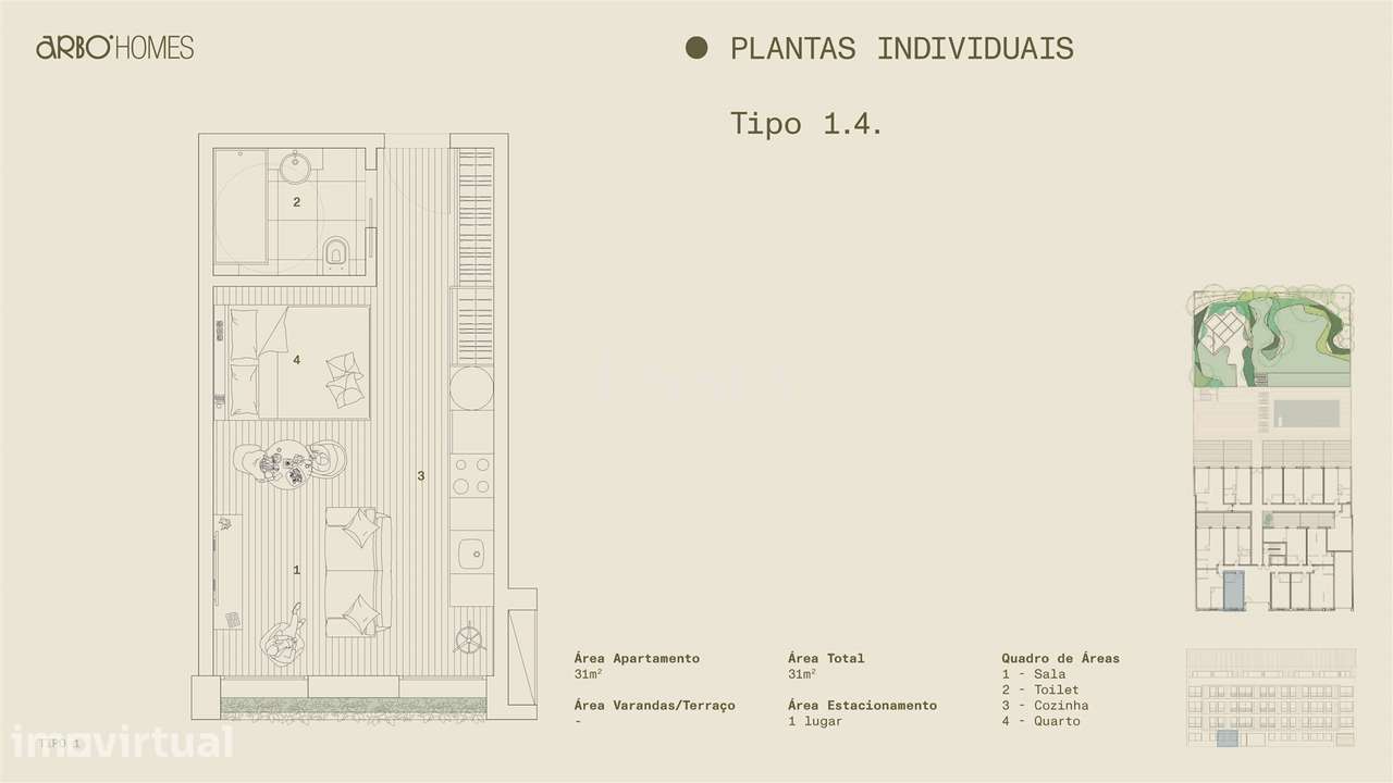 Apartamento T0 Novo em empreendimento com Piscina e Garagem - Grande imagem: 2/8