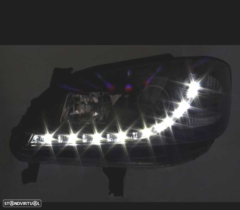 FARÓIS FRONTAIS LUZ DIURNA LED PARA OPEL ZAFIRA 99-05 PRETO - 3