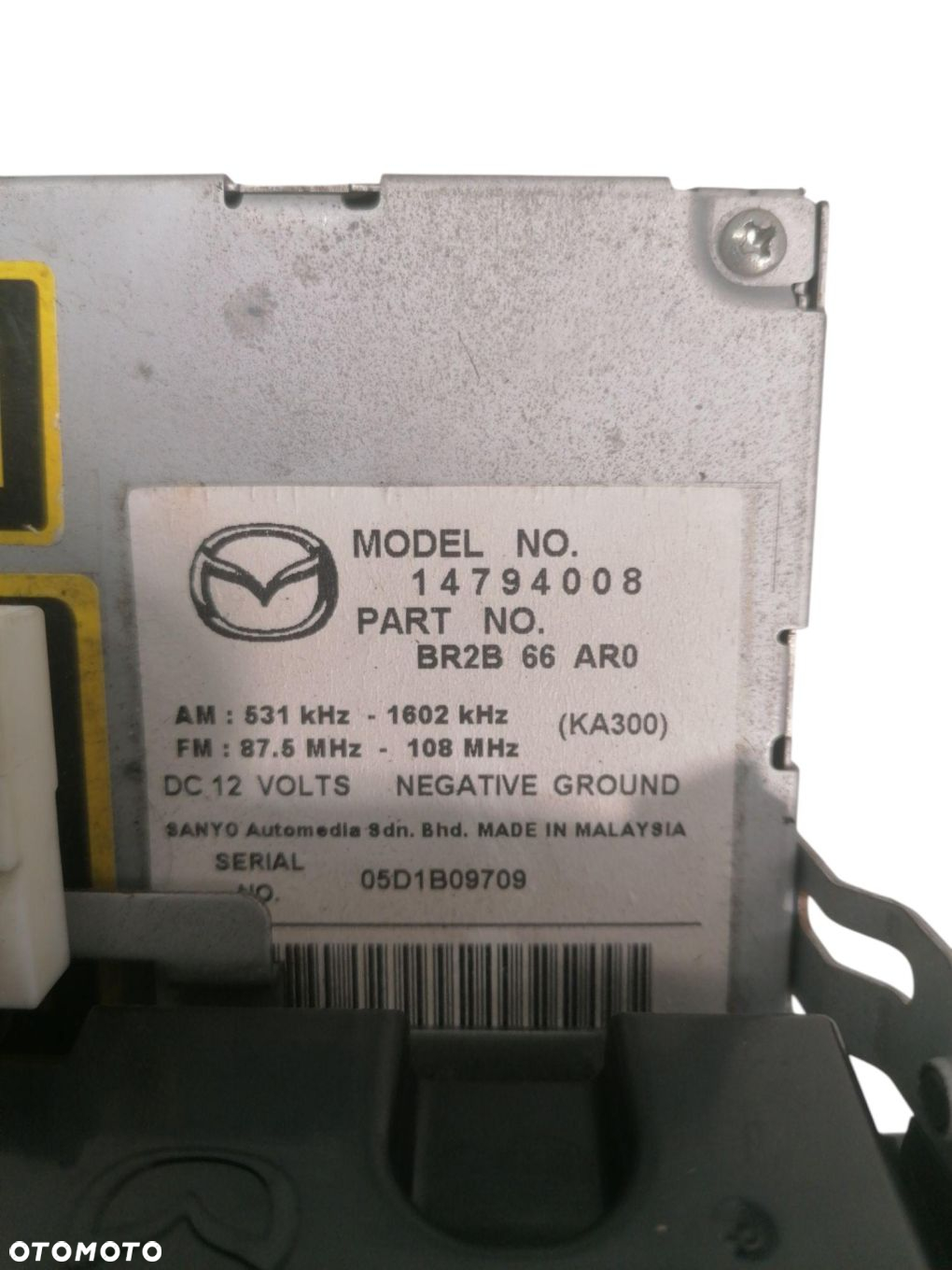 RADIO CD MAZDA3 MAZDA 3 BK BR2B66AR0 14794008 - 3