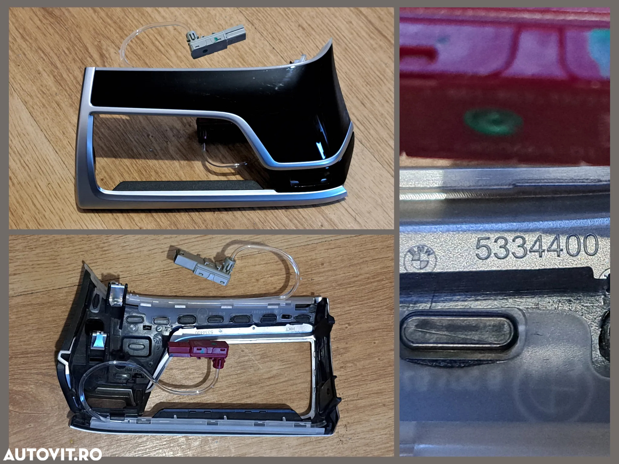 BMW Seria G Ornament plansa bord Trim usa stg dr fata Ornament gura ventilatie stg negru lucios cu chrome si lumini ambientale G11 + LCI G12 + LCI - 6