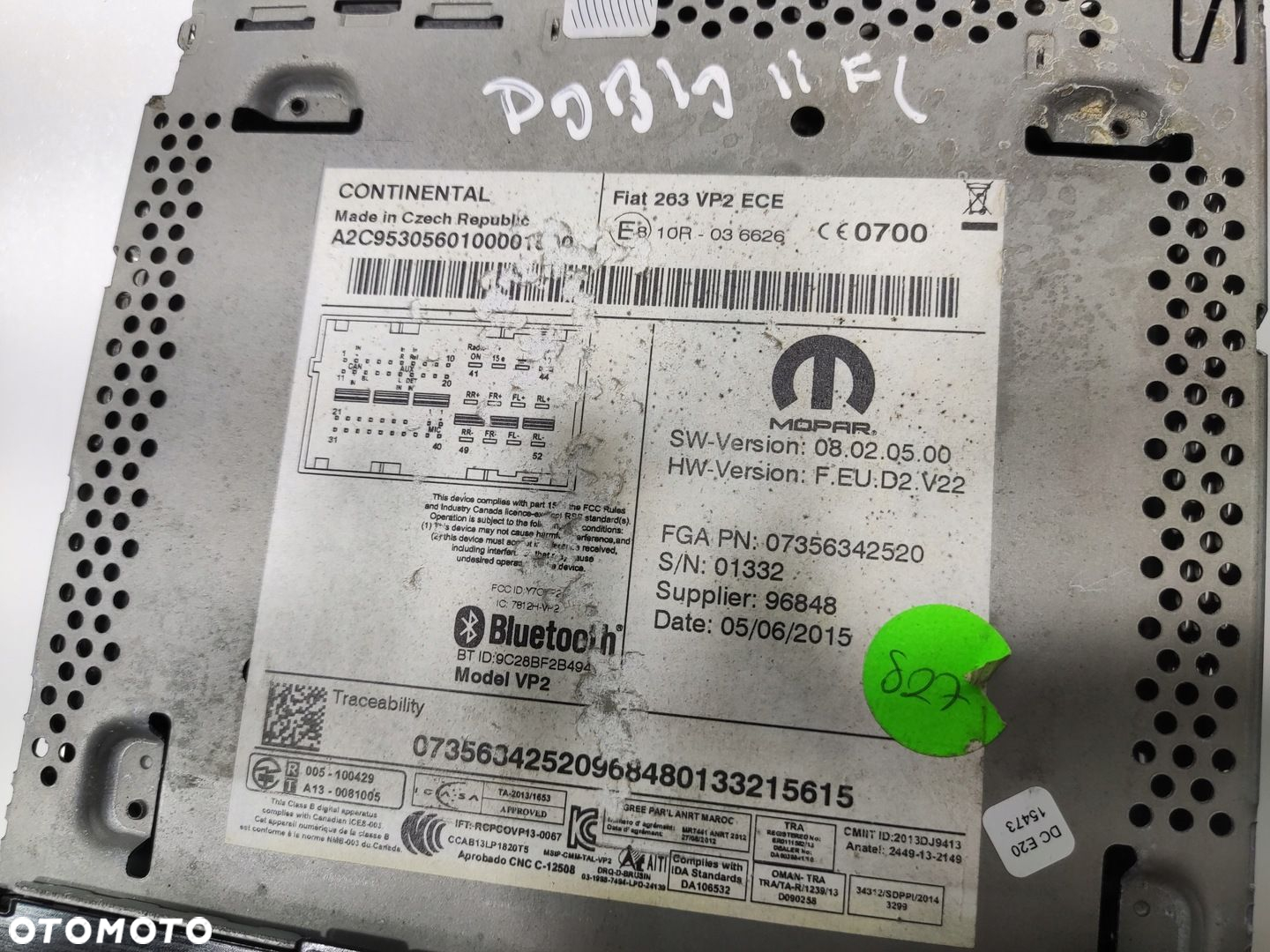 FABRYCZNE RADIO NAWIGACJA FIAT DOBLO II 7356342520 07356342520 2015-2019 - 9