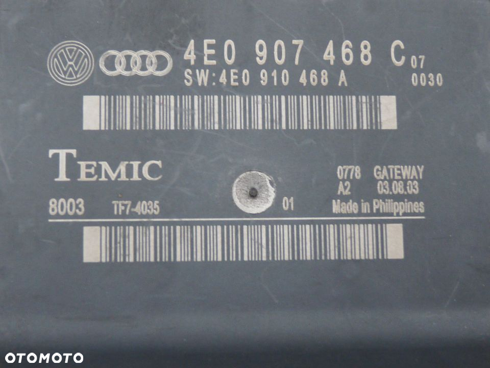 AUDI A8 D3 A6 C6 MODUŁ STEROWNIK GATEWAY 4E0907468C - 2