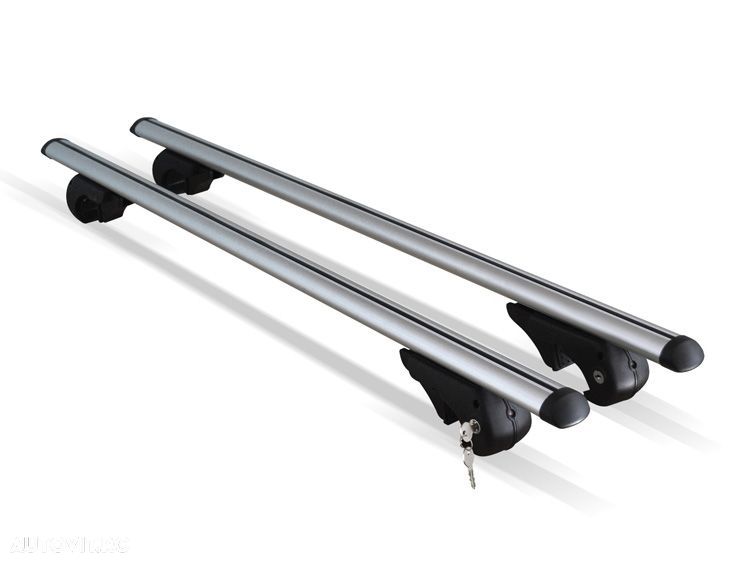 Set 2 bare transversale portbagaj Menabo Brio 120 cm din aluminiu fixare pe barele logitudinale cu sistem antifurt cu cheie - 1