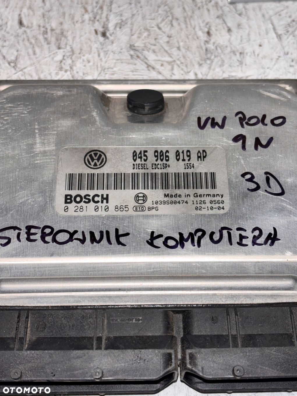 STEROWNIK KOMPUTER SILNIKA VW POLO 9N IV 01-05 1.4 TDI 045906019AP - 3