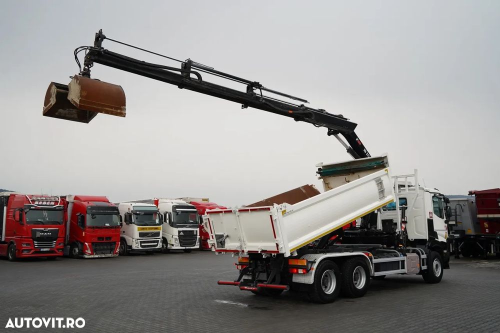Renault C 430 / 6x4 / BASCUNĂ CU DOUĂ LATE / BASCUNĂ HIDRAULICĂ + HIAB 211 EP-3 HDS / EURO 6 / RADIOCOMANDĂ / ROTATOARE / CUPĂ - 5