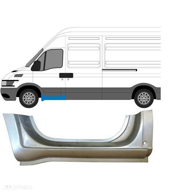 Prag metalic Iveco Daily 2, 01.1999-07.2014, Opel Movano, 07.1998-01.2010, Fata, stanga/dreapta, sub usa fata, - 1