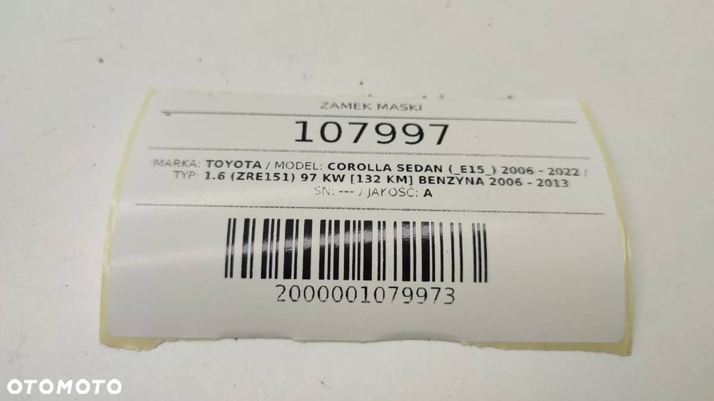 ZAMEK MASKI RYGIEL PRZÓD TOYOTA COROLLA E15 E14 2011 - 4