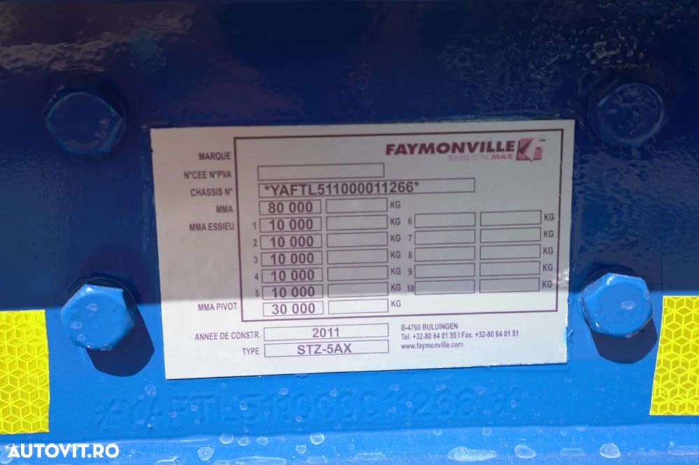 Faymonville REMORCĂ JOSĂ FAYMONVILLE / STZ-5AX / EXTENSIBILĂ / 5 AXE / MTA: 68 TONE / AXE DE DIRECȚIE / SUPORT / 19,1 M / SAF - 34