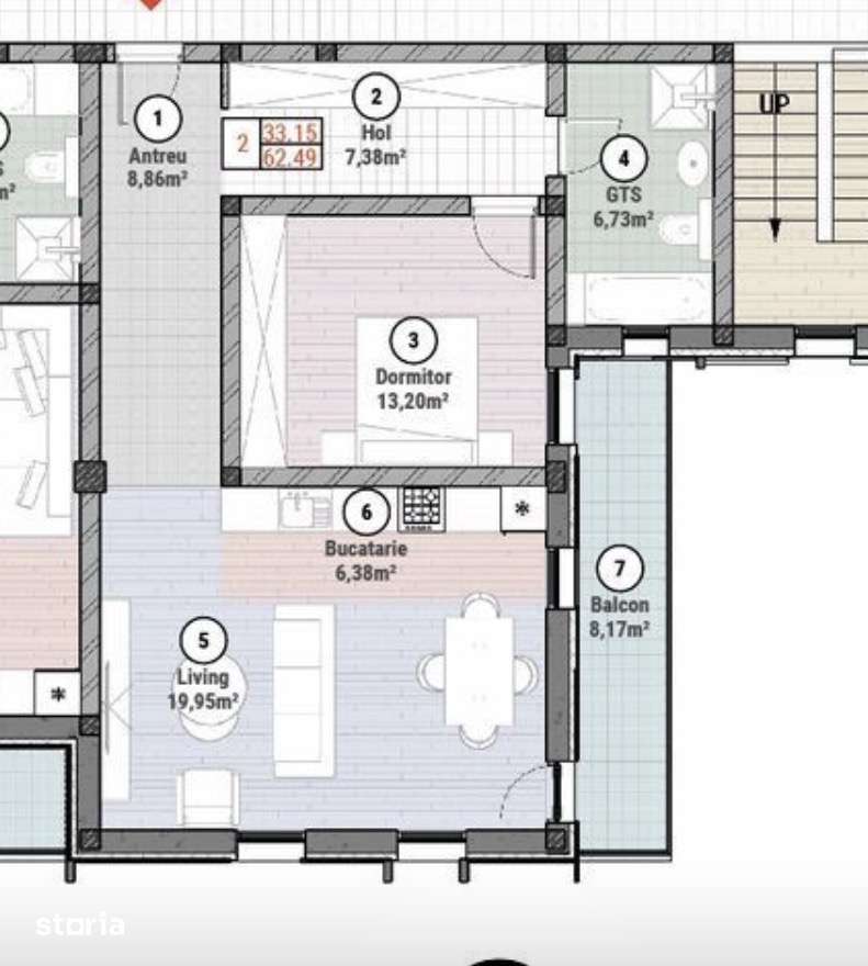 Apartament 2 camere - etaj 1 - 62 mp utili - Mosnita — fotografia 3