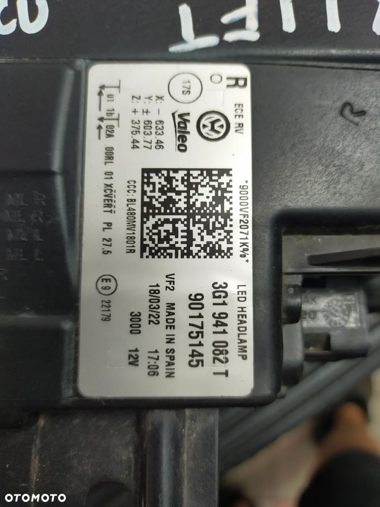 Reflektor Lampa Prawy Przód Vw Passat B8 Lift  Led 3G1941082T Valeo - 6