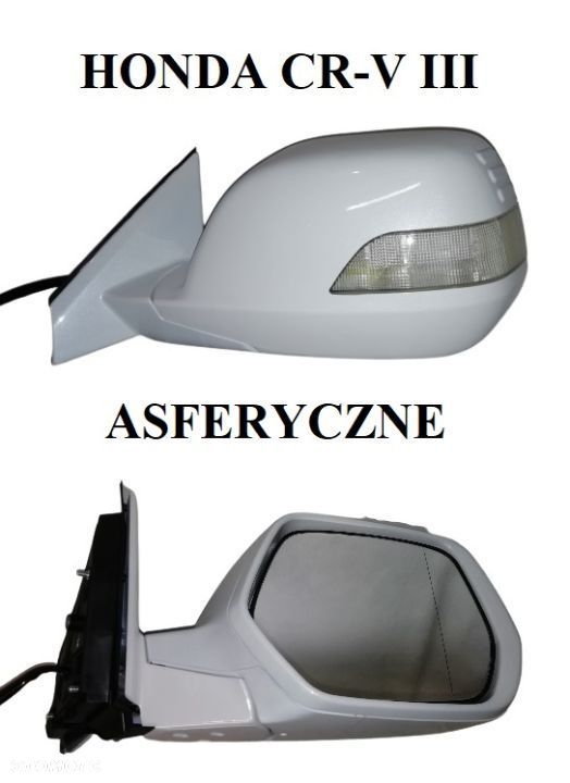 LUSTERKO DOWOLNY KOLOR HONDA CRV CR-V III, IV 06-12, 12-18,  CR-Z, JAZZ 02-08, 08-15 LEWE, PRAWE 7, 9 PIN ASFERYCZNY - 2