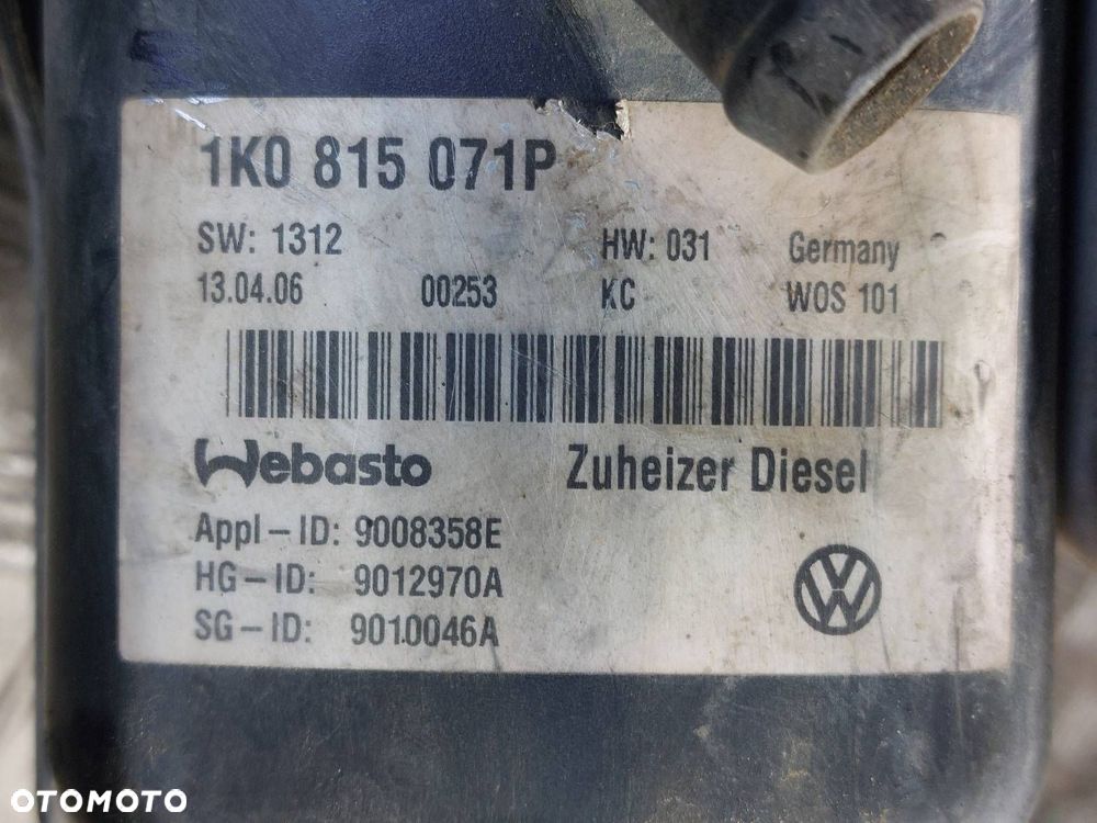 WEBASTO OGRZEWANIE POSTOJOWE TOURAN I 1.9 TDI 1K0815071P THERMO TOP V - 3
