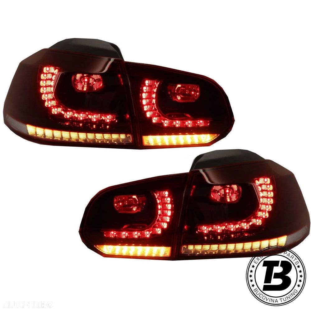 Stopuri Full LED compatibile cu VW Golf 6 VI R20 Cherry Red Design - 1