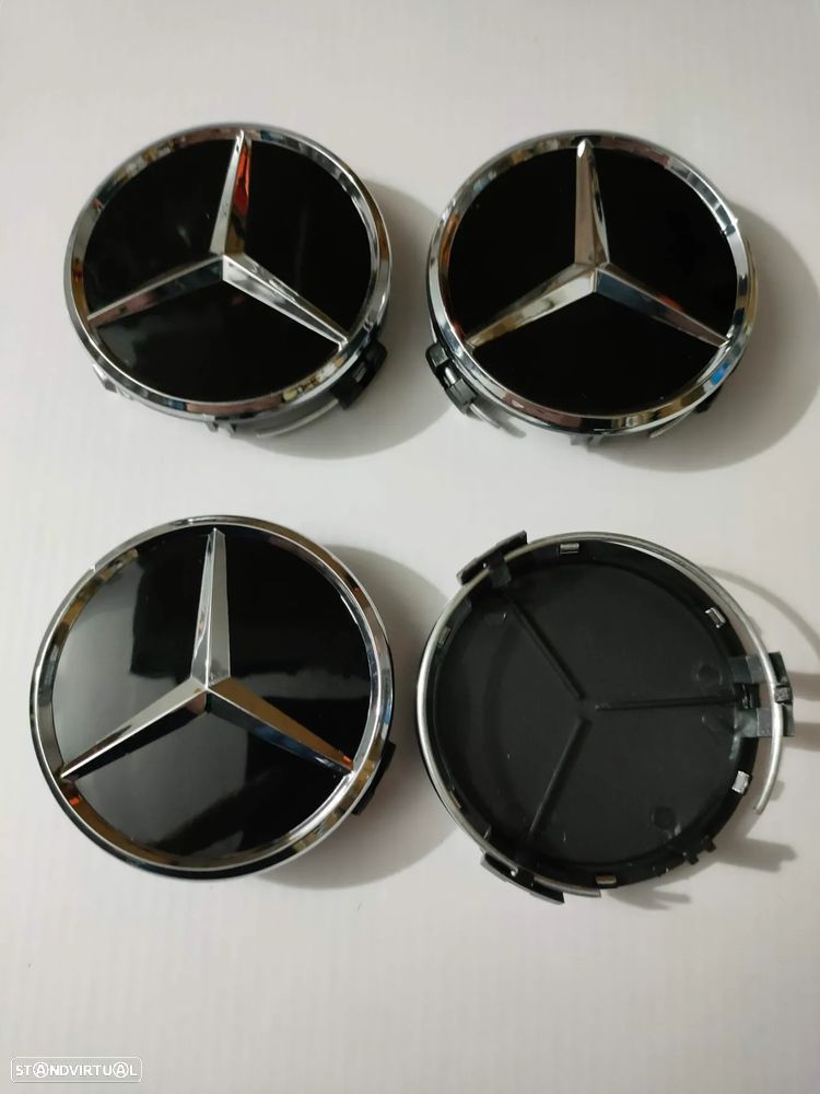 4 centros de jantes 75mm Mercedes Azul, Preto, Prateado Etc. - 3