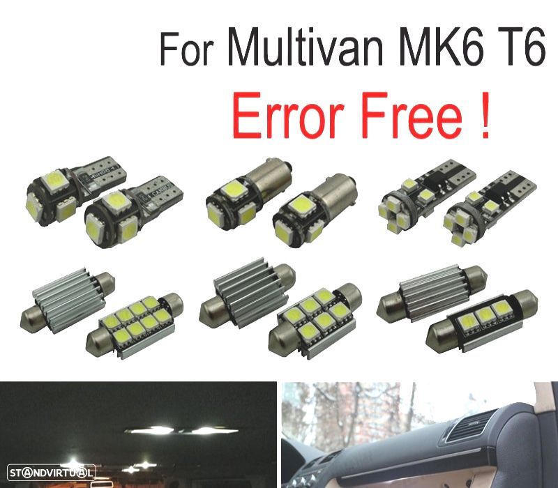 KIT COMPLETO 17 LAMPADAS LED INTERIOR PARA VOLKSWAGEN VW MULTIVAN MK6 T6 16- - 1