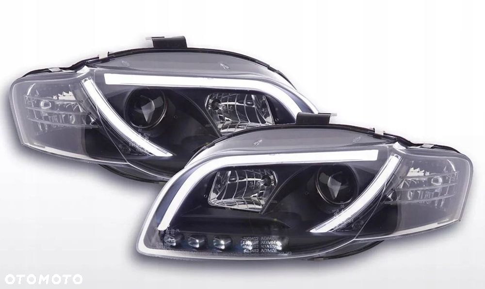 Reflektor Lampa L+R LED TRU DRL Black Soczewka Czarne Audi a4 b7 8e 04-08 - 4