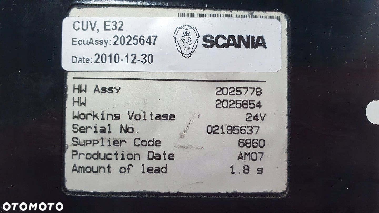 Sterownik Moduł Świateł CUV E32 Scania 2025647 - 4