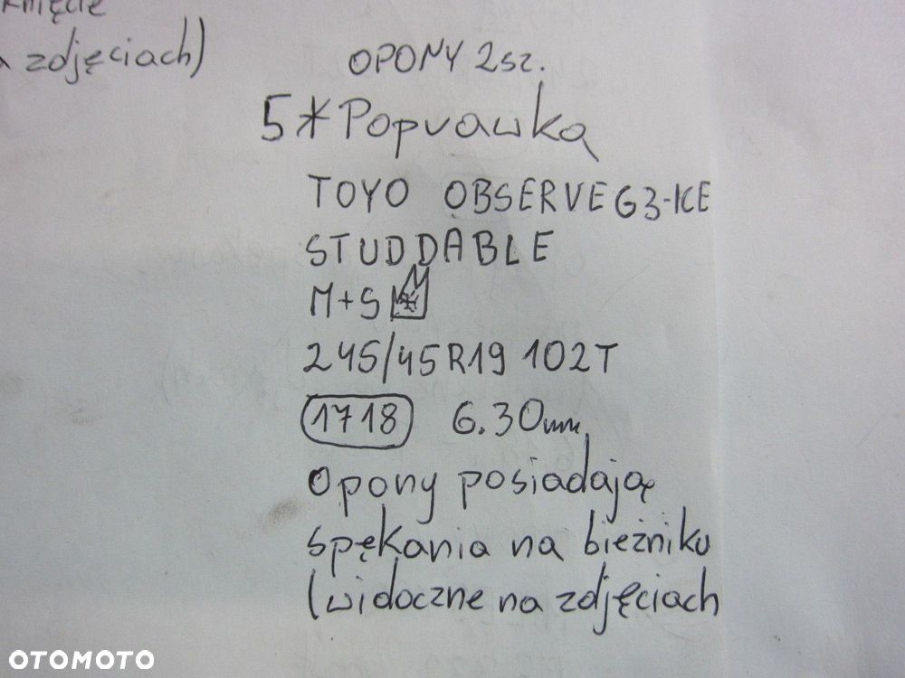 OPONY TOYO OBSERVE G3-ICE ZIMOWE 245/45 R19 6.3MM PARA 2 SZTUKI - 15