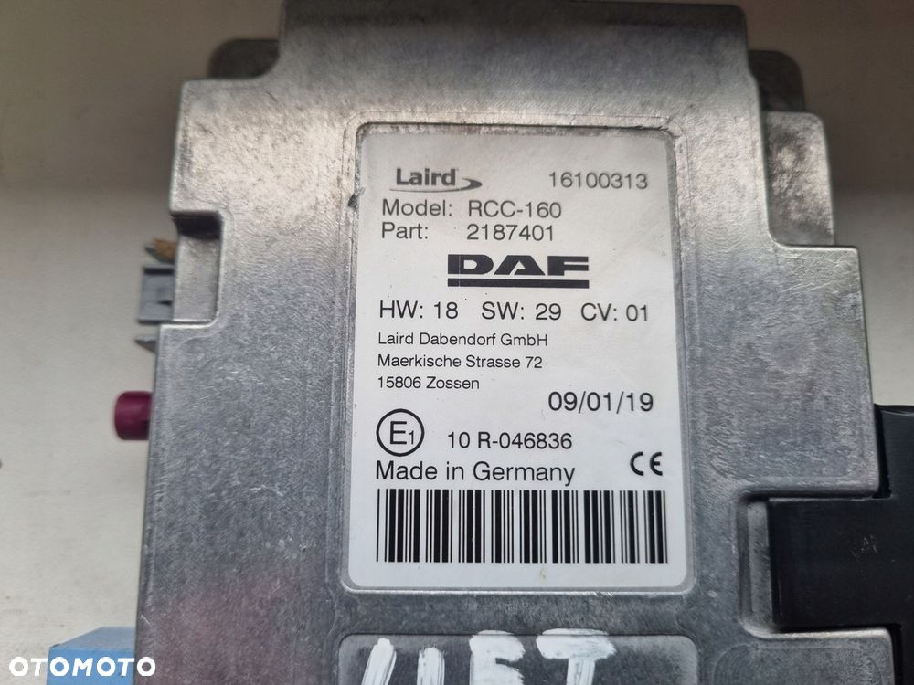 MODUŁ STEROWNIK RCC INTERFEJS TELEFONICZNY TELEFONU DAF XF 106 LIFT 2187401 - 2