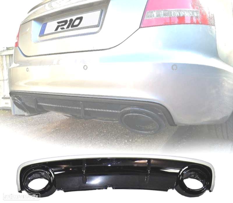 DIFUSOR TRASEIRO AUDI A6 C6 AVANT LOOK RS6 04-08 PRETO BRILHANTE - 1