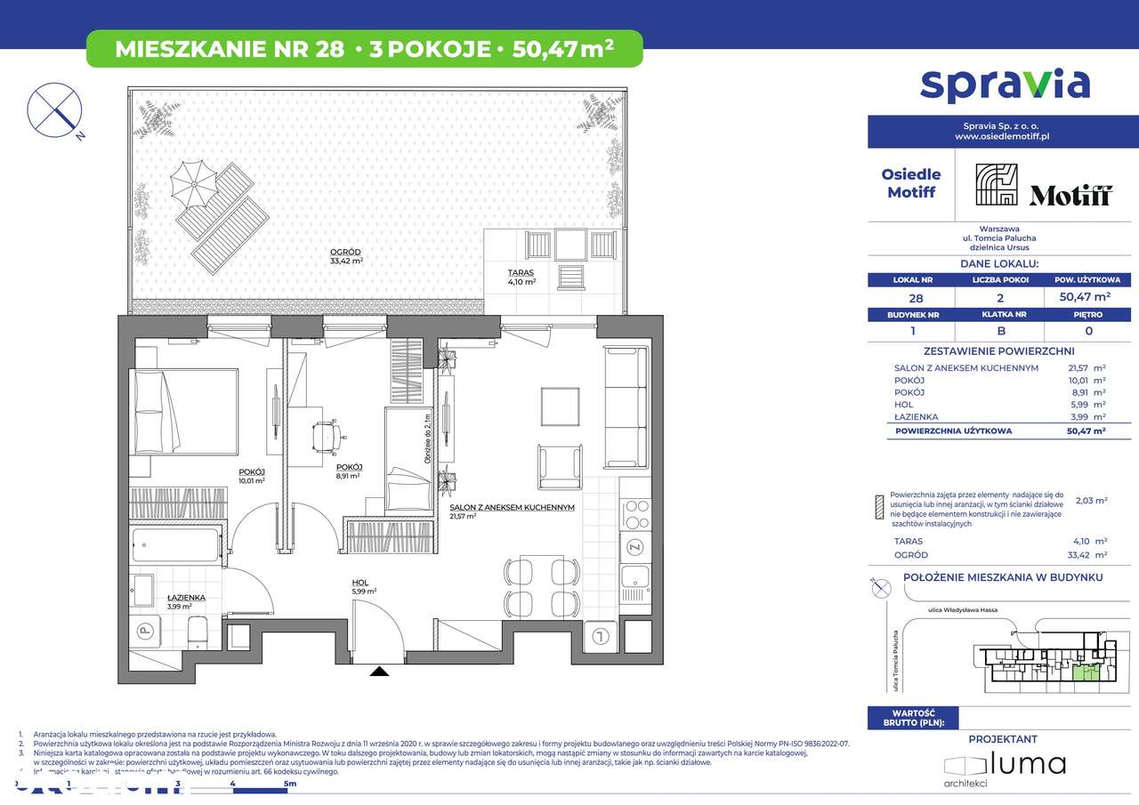 3-pokojowe mieszkanie 50m2 + ogródek Bez Prowizji - Pełny obrazek: 2/4