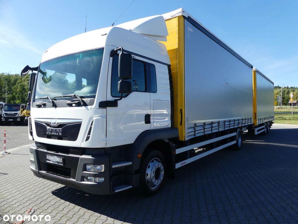 MAN TGM 18.340 / FIRANKA + WINDA / ZESTAW 38 EURO PALET / - 1
