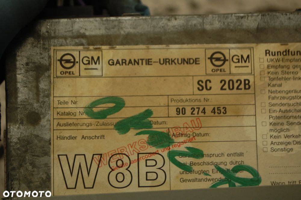RADIO FABRYCZNE 90274453 OPEL KADETT E - 3