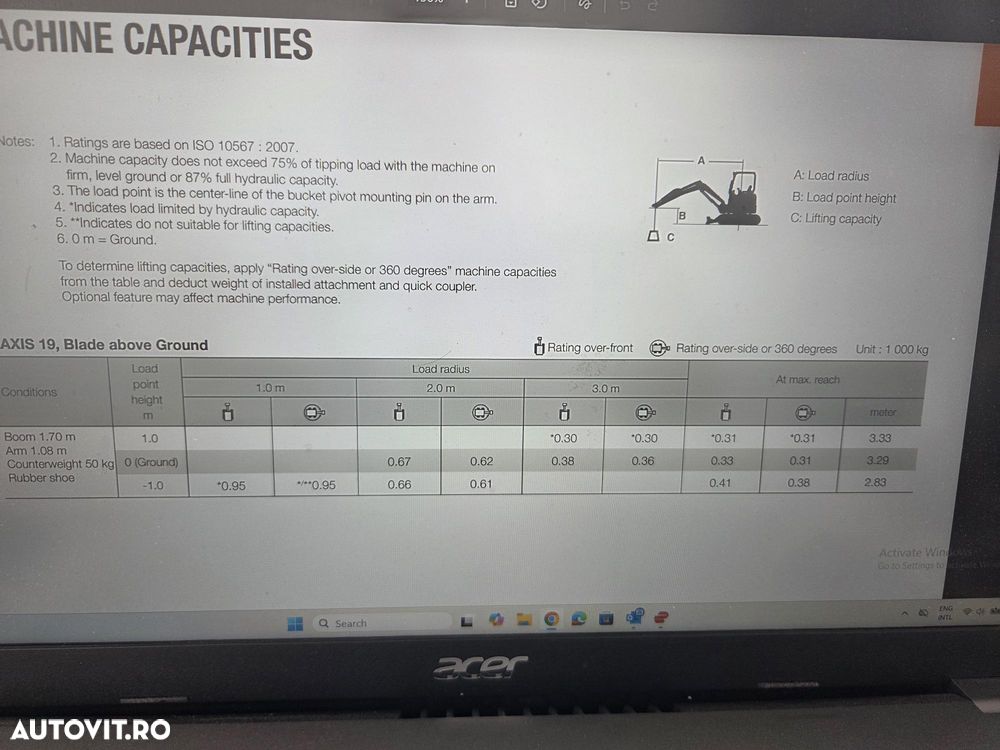 Hitachi 2 tone, Adancime sapare 2,5m, ZX19-6, CUPLA RAPIDA+3 CUPE  NOI, inst picon pe brate, lama nivelare, senile 90% ok EXTENSIBILE, camera spate, latime 1m, posibilitatea leasing 4 ani-PROMOTIE 21.900 EUR+Tva - 11