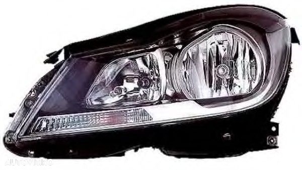 Far Mercedes Clasa C (W204), 03.2011-, Electric, tip bec H7+H7, omologare ECE, cu motoras, rama antracit, 2048209559; 2048209659; Dreapta, marca TYC - 1