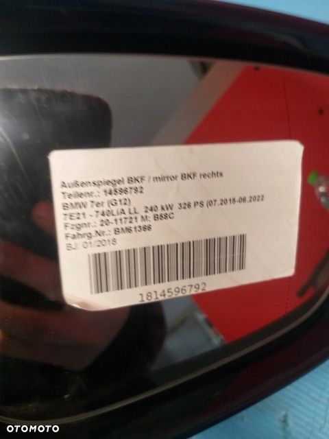 BMW G11 G12 Lusterko prawe 9pin Kamera A89 - 5