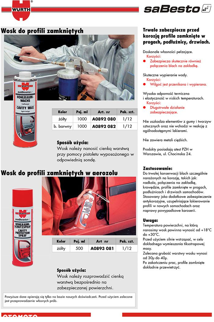 WURTH WOSK TRANSPARENTY DO PROFILI ZAMKNIĘTYCH 0,5 - 3