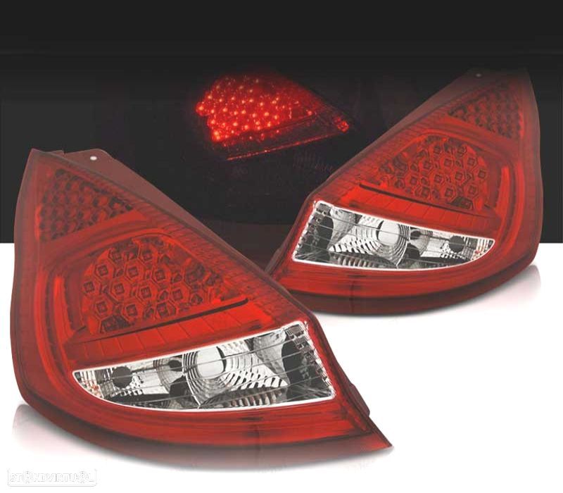 FAROLINS TRASEIROS LED PARA FORD FIESTA 08-12 VERMELHO BRANCO - 4