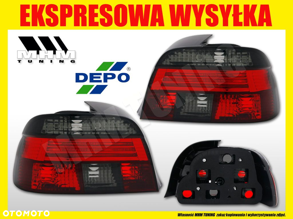 LAMPY TYLNE KPL TUNING RED SMOKE CLEAR żarówkowa BMW 5 E39 SEDAN 1996-2000 - 2