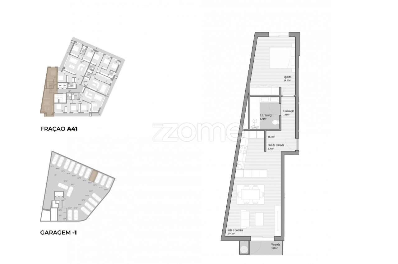 T1 Novo Trofa Premium | Piso Elevado + Varanda + Garagem - Grande imagem: 2/16