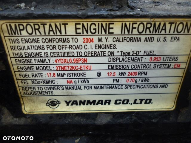 SILNIK YANMAR 3CYL TK3.95AU 12.5kW - 4