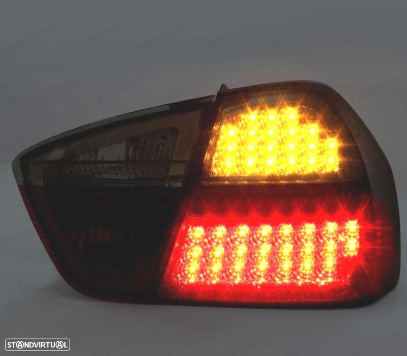 FAROLINS TRASEIROS BMW E90 05-08 LED VERMELHO FUMADO - 2