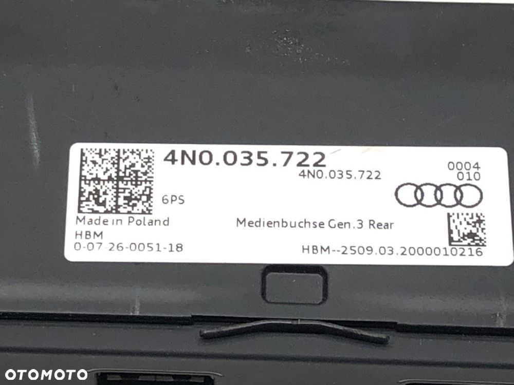 GNIAZDO USB  AUDI A8 D5 (4N2, 4N8) 2017 - 2022 60 TFSI Mild Hybrid quattro 338 kW [460 KM] Hybryda - 4