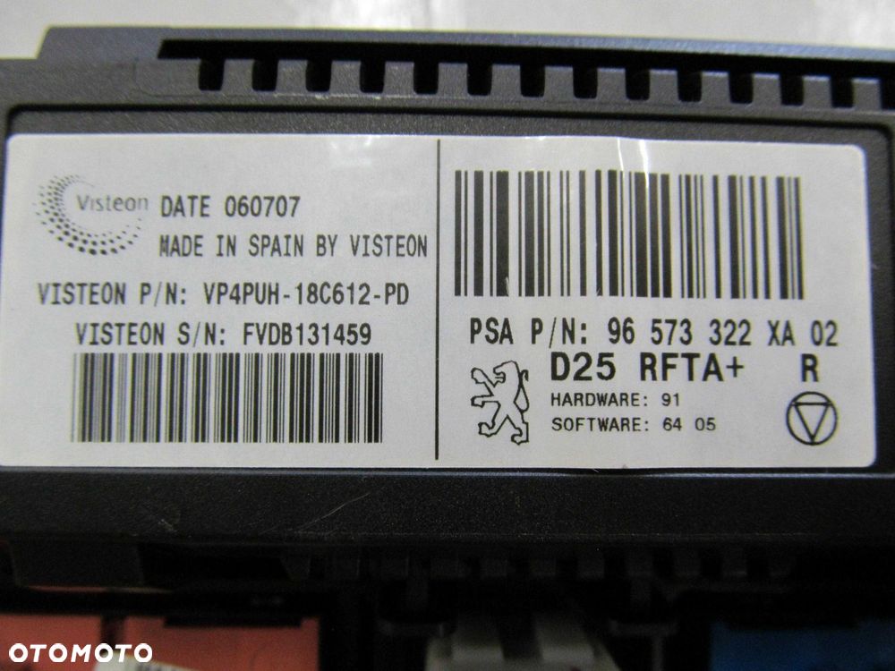 PEUGEOT 407 05- PANEL KLIMATYZACJI 96573322XA - 3