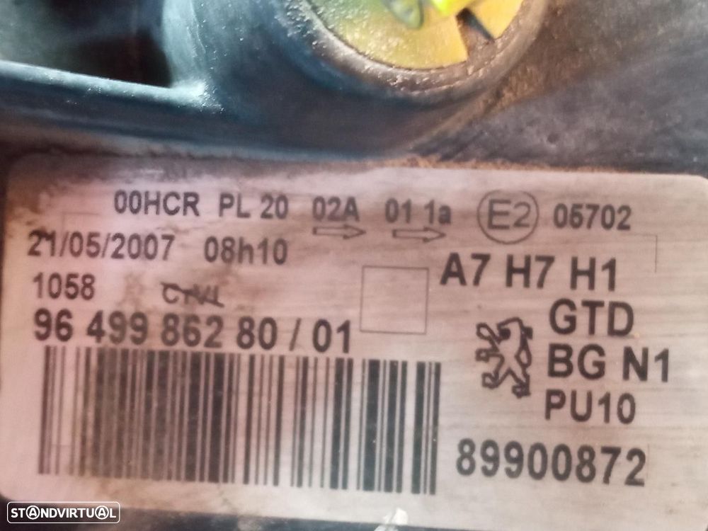 FAROL ESQUERDO PEUGEOT 207 2007 -620895 - 1