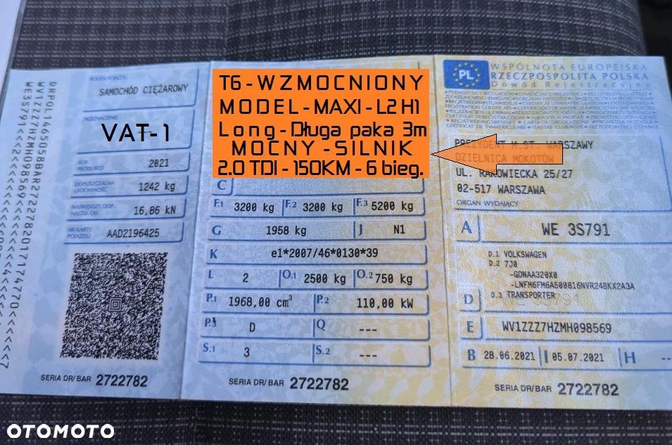 Volkswagen TRANSPORTER T6 VAN 3os. L2H1 Long MAXI WZMOCNIONY DMC3.2t. Ładowność 1242kg, Paka 3m, Homologacja VAT-1, Reflektory LED DIODOWE, Lampy tył LED, Kamera, Czujniki, Dogrzewanie Webasto 5kW, Automatyczne światła, Mocny silnik 2.0TDI DNA 150KM 6cio biegowa skrzynia biegów! Kolor srebrny Reflex Metalik, ZABUDOWA ładowni wraz z podsufitką i oś. LED! Fabryczny alarm, Przebieg tylko 53tys.km! - 4