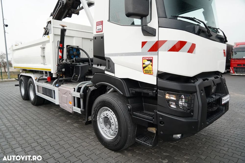 Renault C 430 / 6x4 / BASCUNĂ CU DOUĂ LATE / BASCUNĂ HIDRAULICĂ + HIAB 211 EP-3 HDS / EURO 6 / RADIOCOMANDĂ / ROTATOARE / CUPĂ - 18